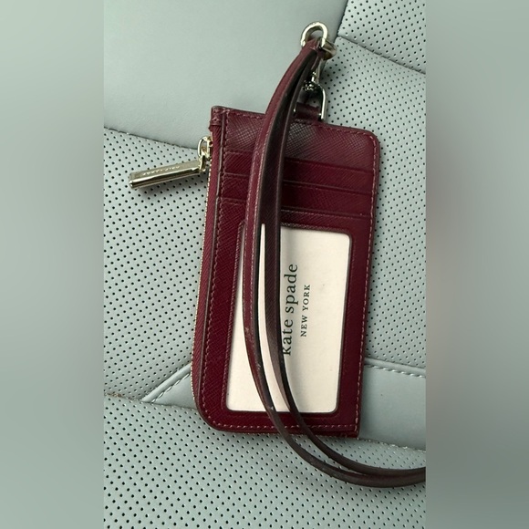 KATE SPADE STACI CARD CASE LANYARD IN DEEP BERRY NEW - Picture 6 of 7